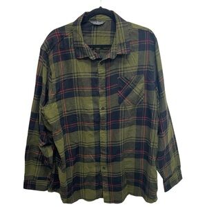 Alpine Design men’s Cotton Blend green Plaid Flannel Shirt 2XL casual gorpcore